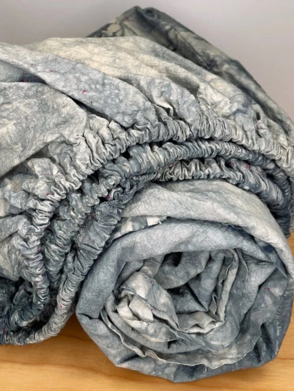 100% Cotton Muslin Hand-Dyed Blue Grey Marble Moonscape Fitted Sheet Full Double
